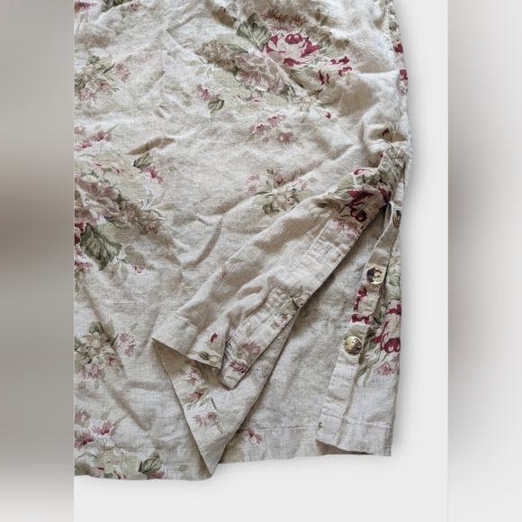 Vintage Talbots Petites Size 12 Linen Floral Dress with Pockets, Made in USA - Picture 5 of 6